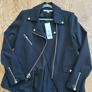 Veronica Beard Hadley Jacket Size 10 Black Scuba Moto Dickey Full Zip Blazer